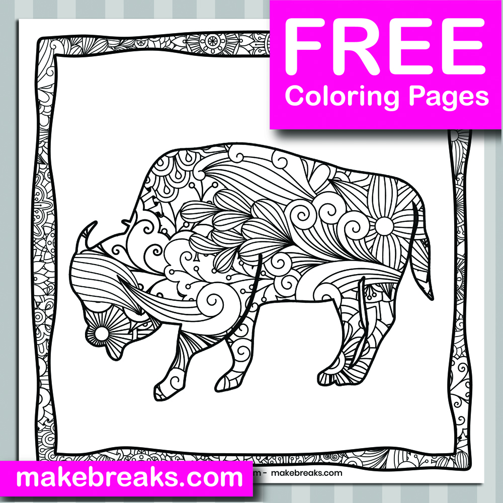 Free Bison Animal Coloring Page