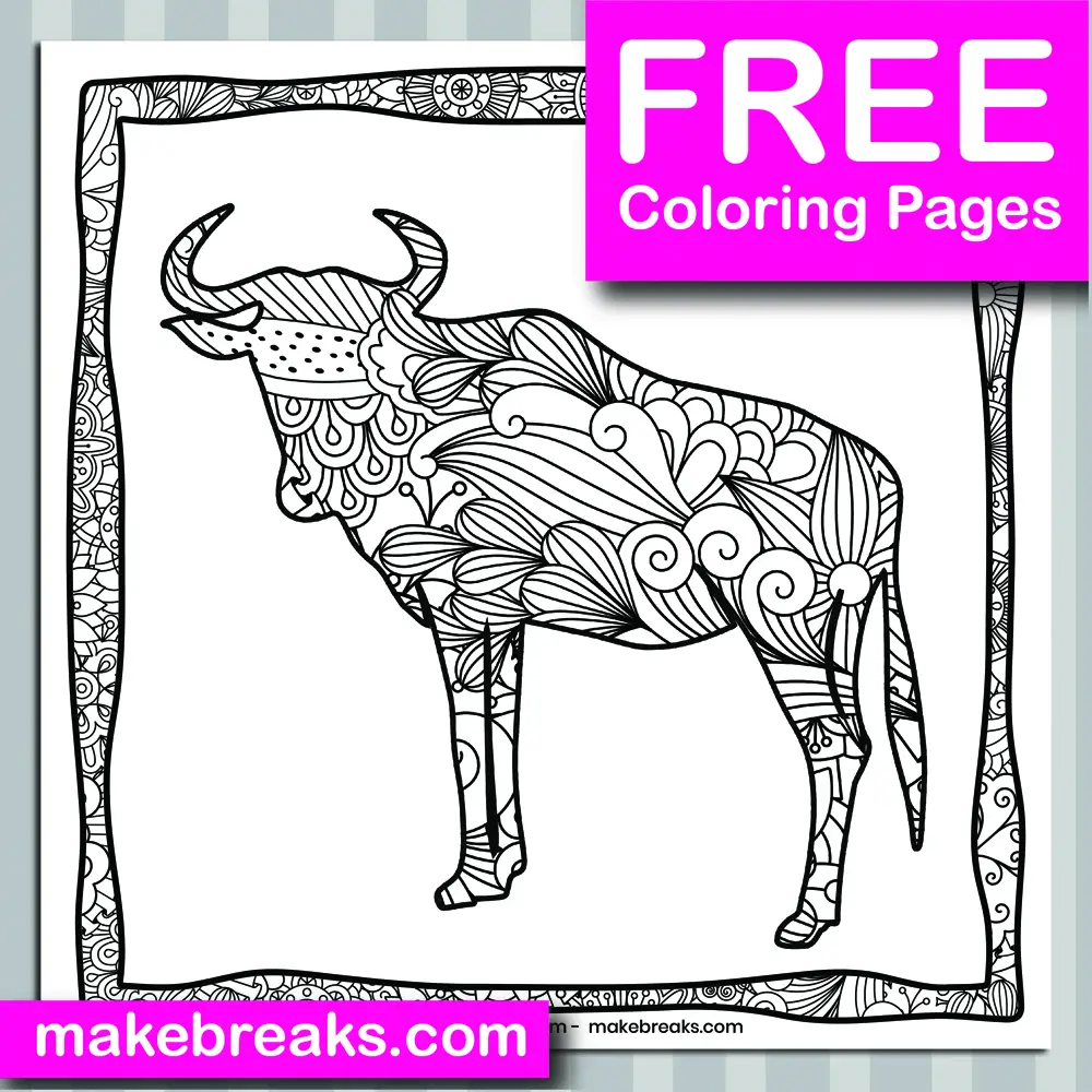 Free Bull Animal Coloring Page
