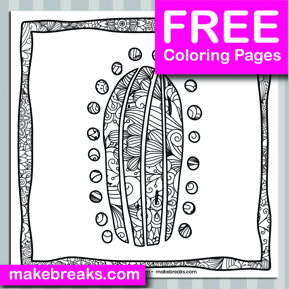 Free Cactus (02) Coloring Page
