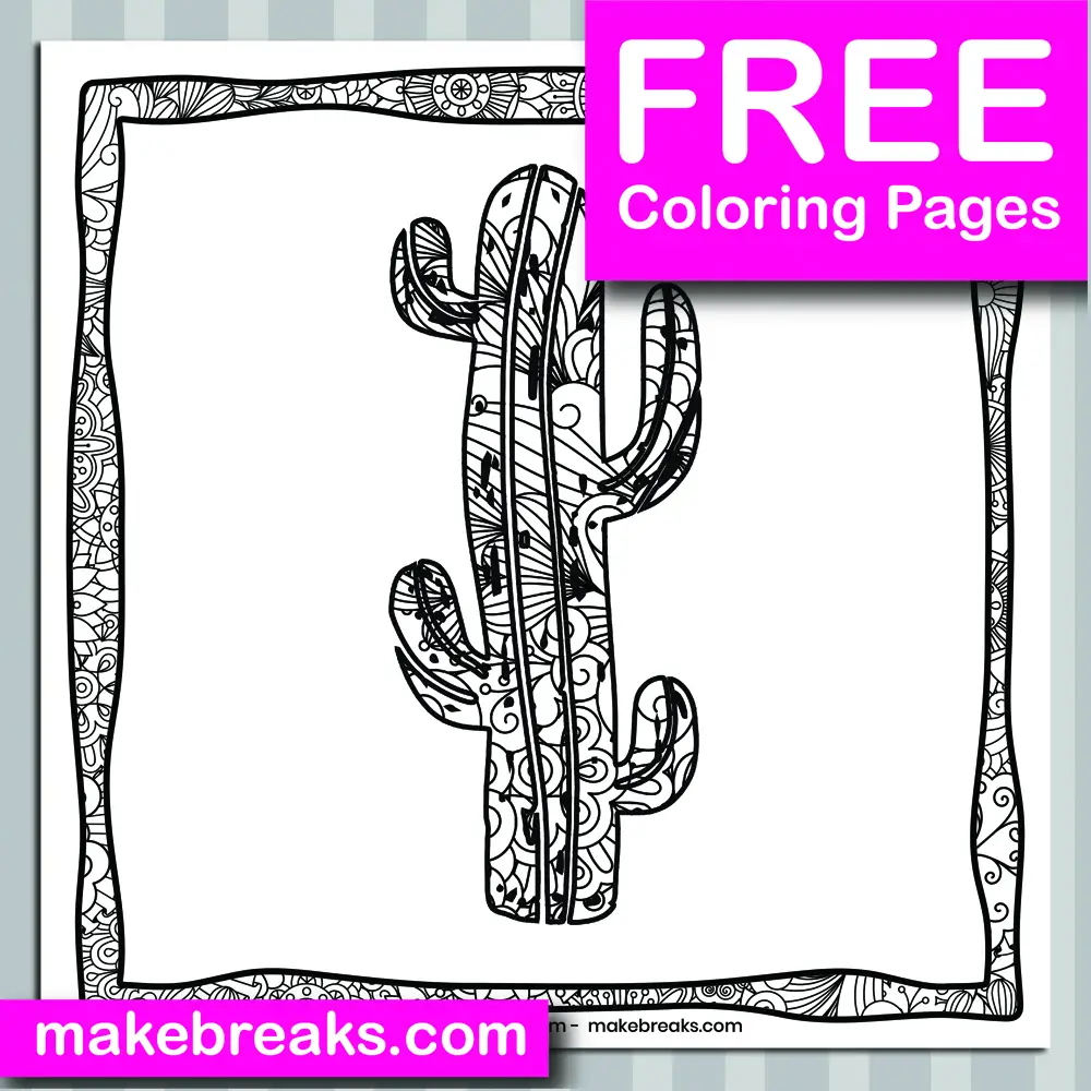 Free Cactus (04) Coloring Page