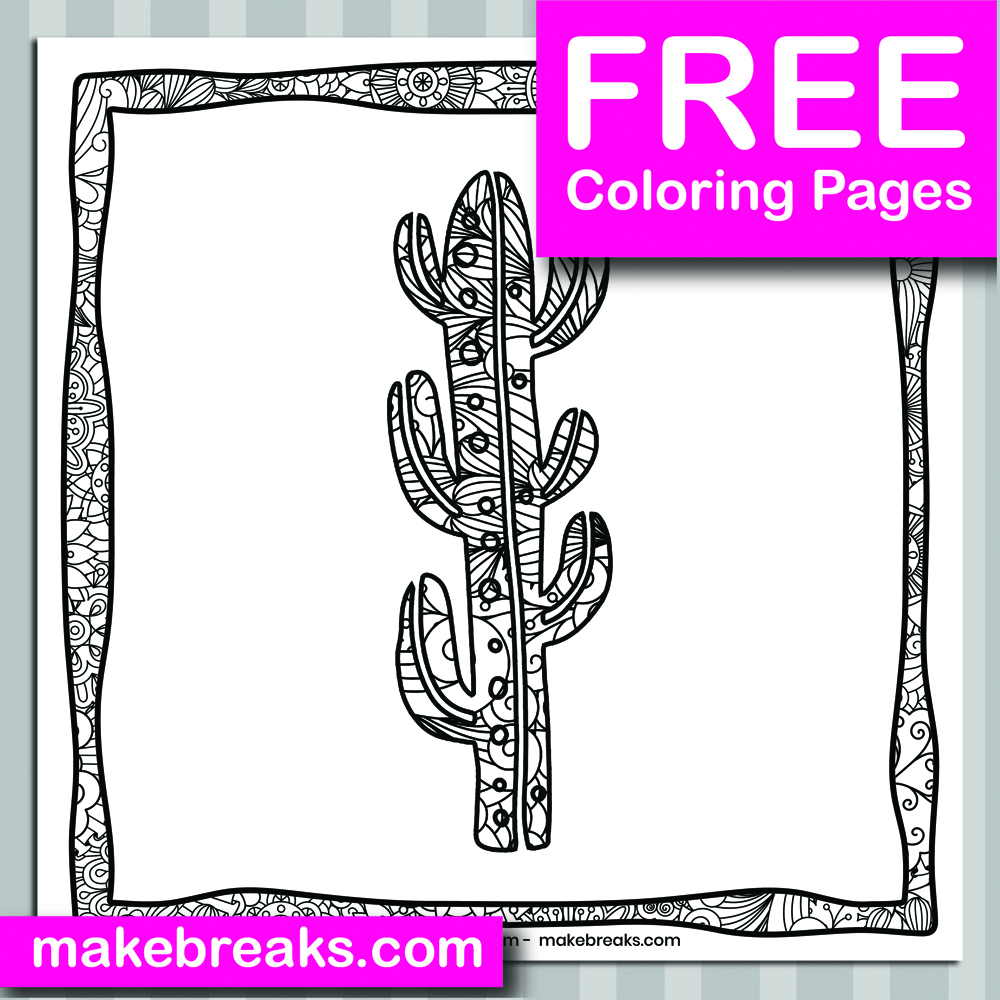 Free Cactus(01) Coloring Page