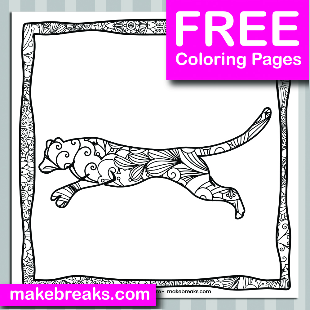 Free Cheetah Animal Coloring Page