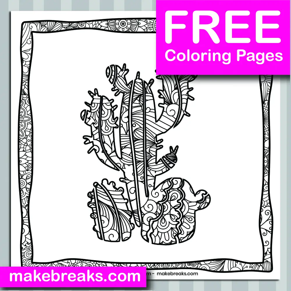 Free Cactus (05) Coloring Page