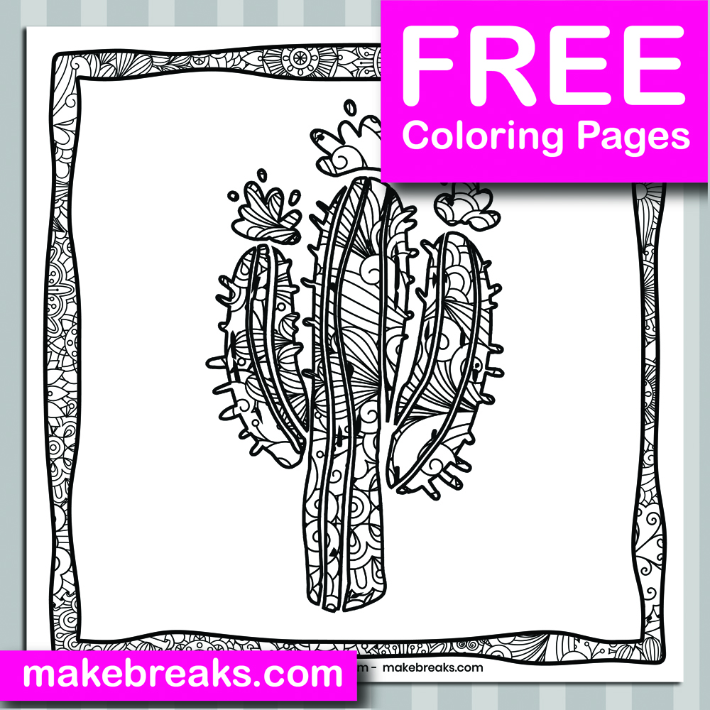 Free Cactus (06) Coloring Page
