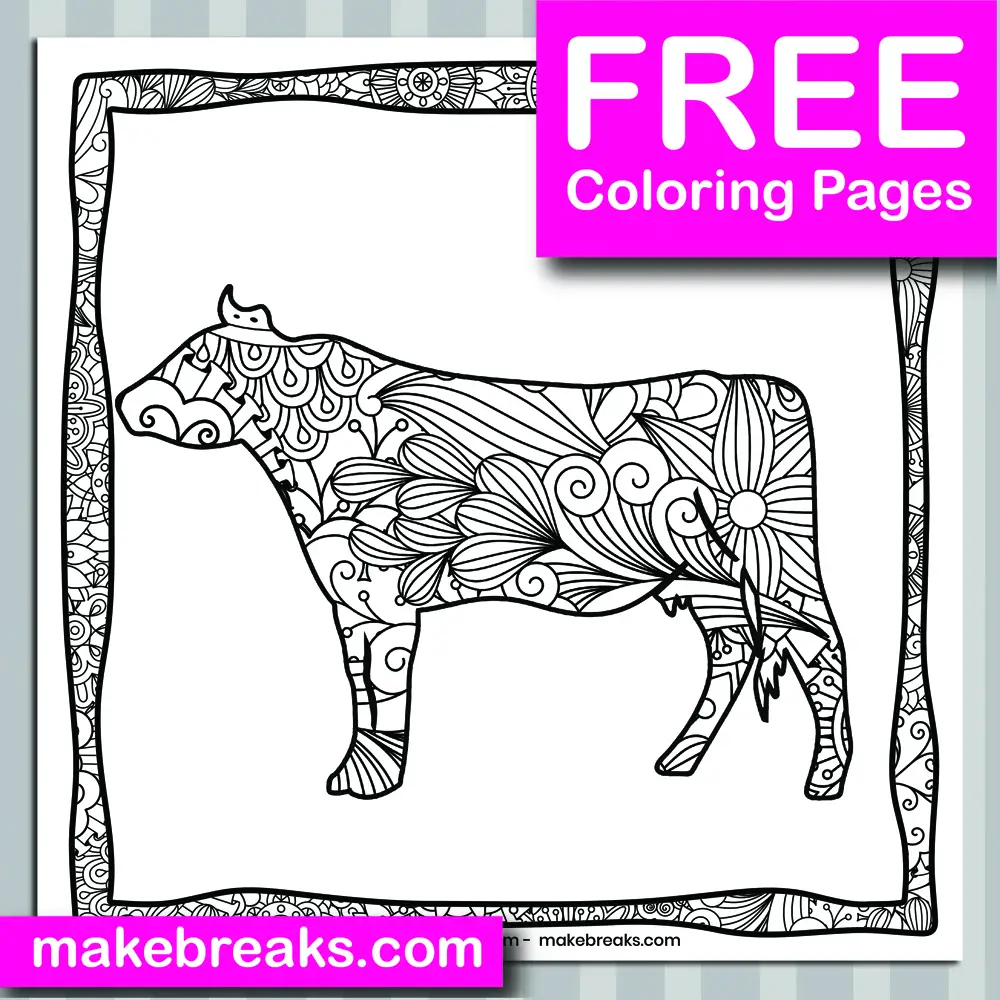 Free Cow Animal Coloring Page