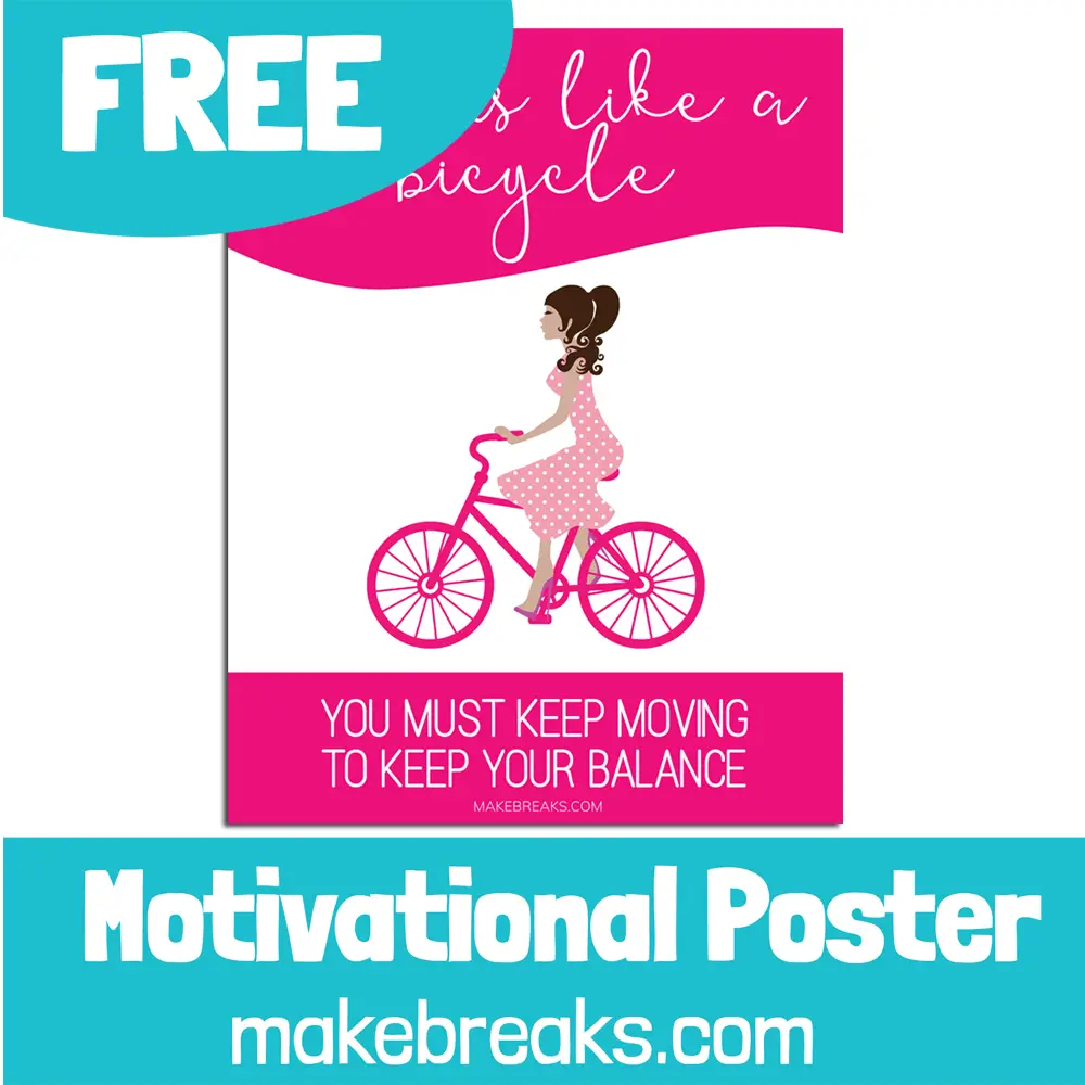 Free Printable ‘Life is Like a Bicycle’ Pink Motivational Poster
