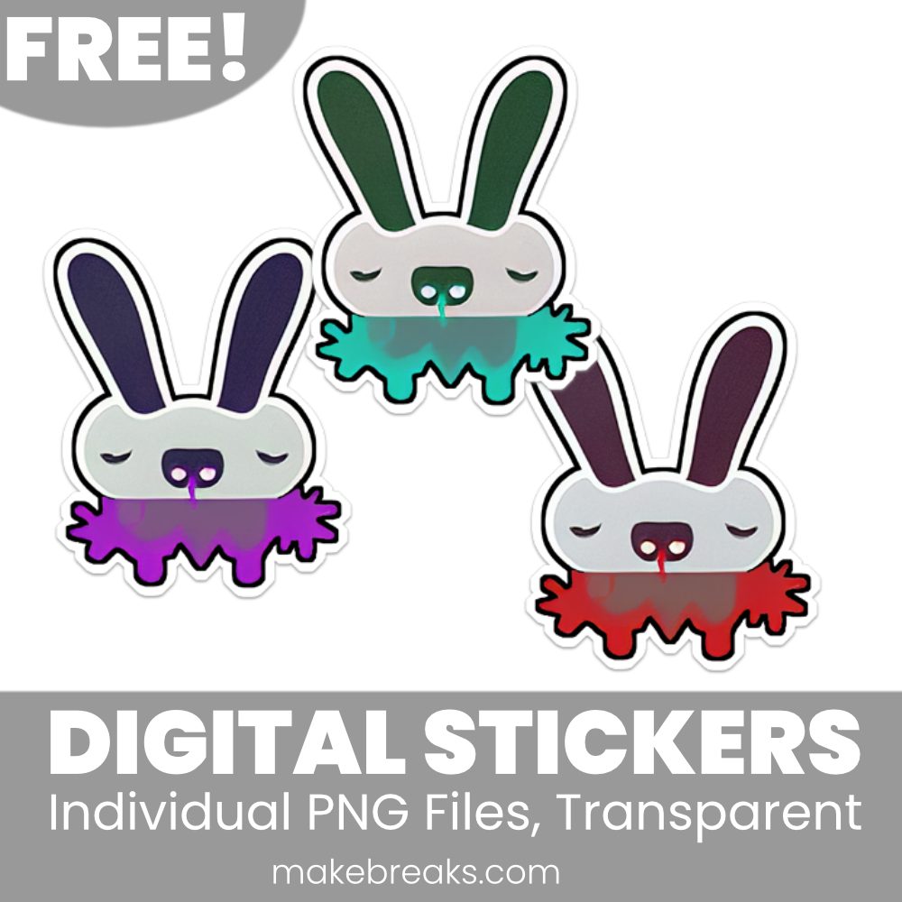 Free Funny Zombie Bunny Digital Planner Stickers – PNG Files