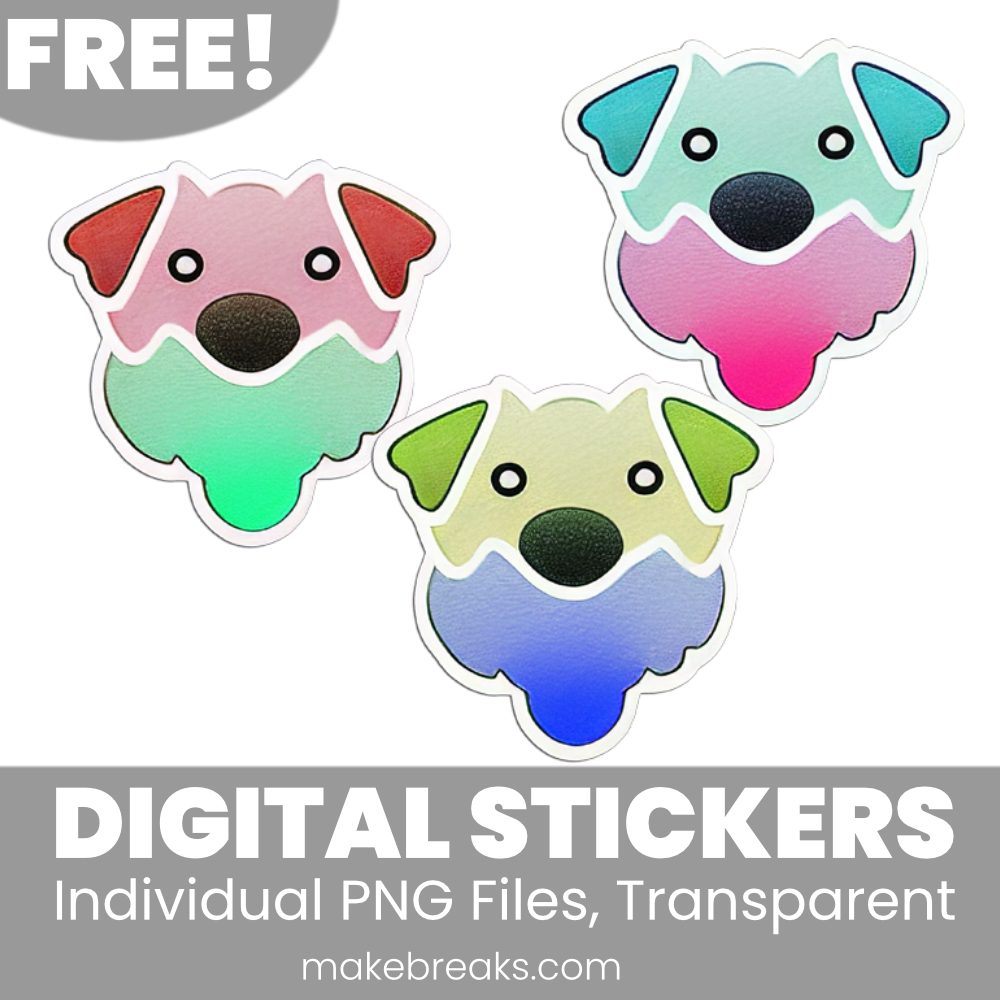 Free Colorful Watercolor Dog Digital Planner Stickers – PNG Files