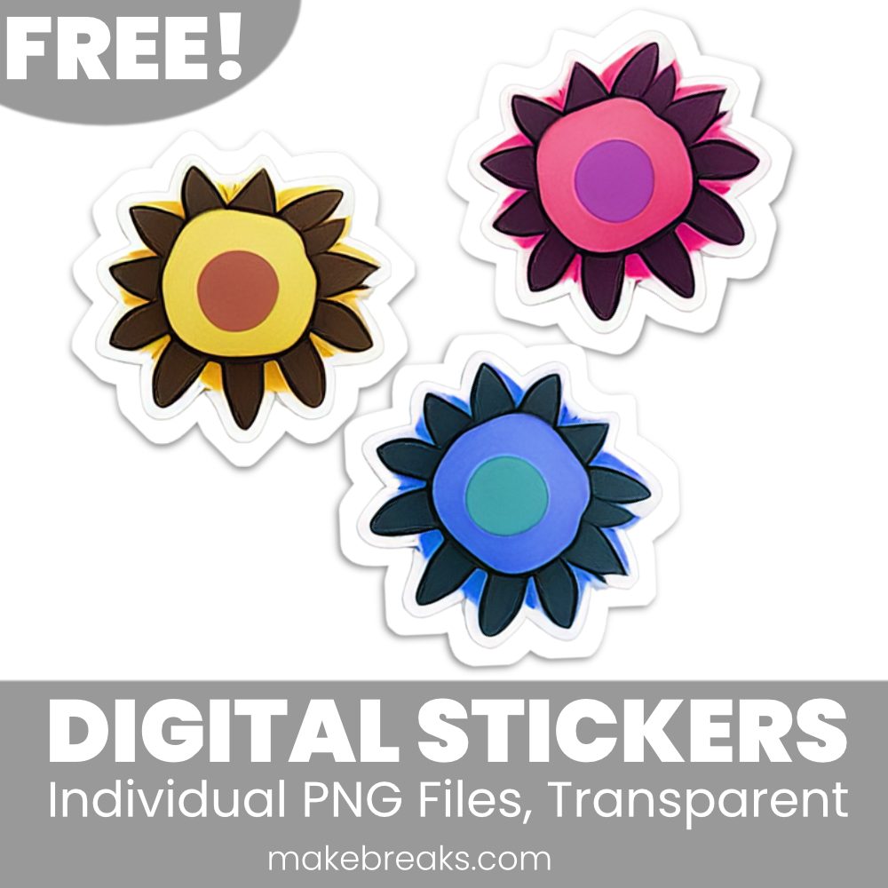 Free Colorful Flower Digital Planner Stickers – PNG Files