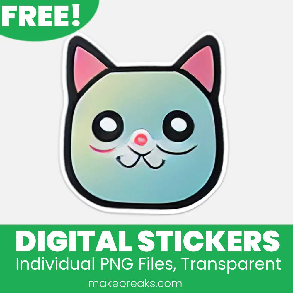 Free Cat Head Digital Planner Stickers – PNG Files