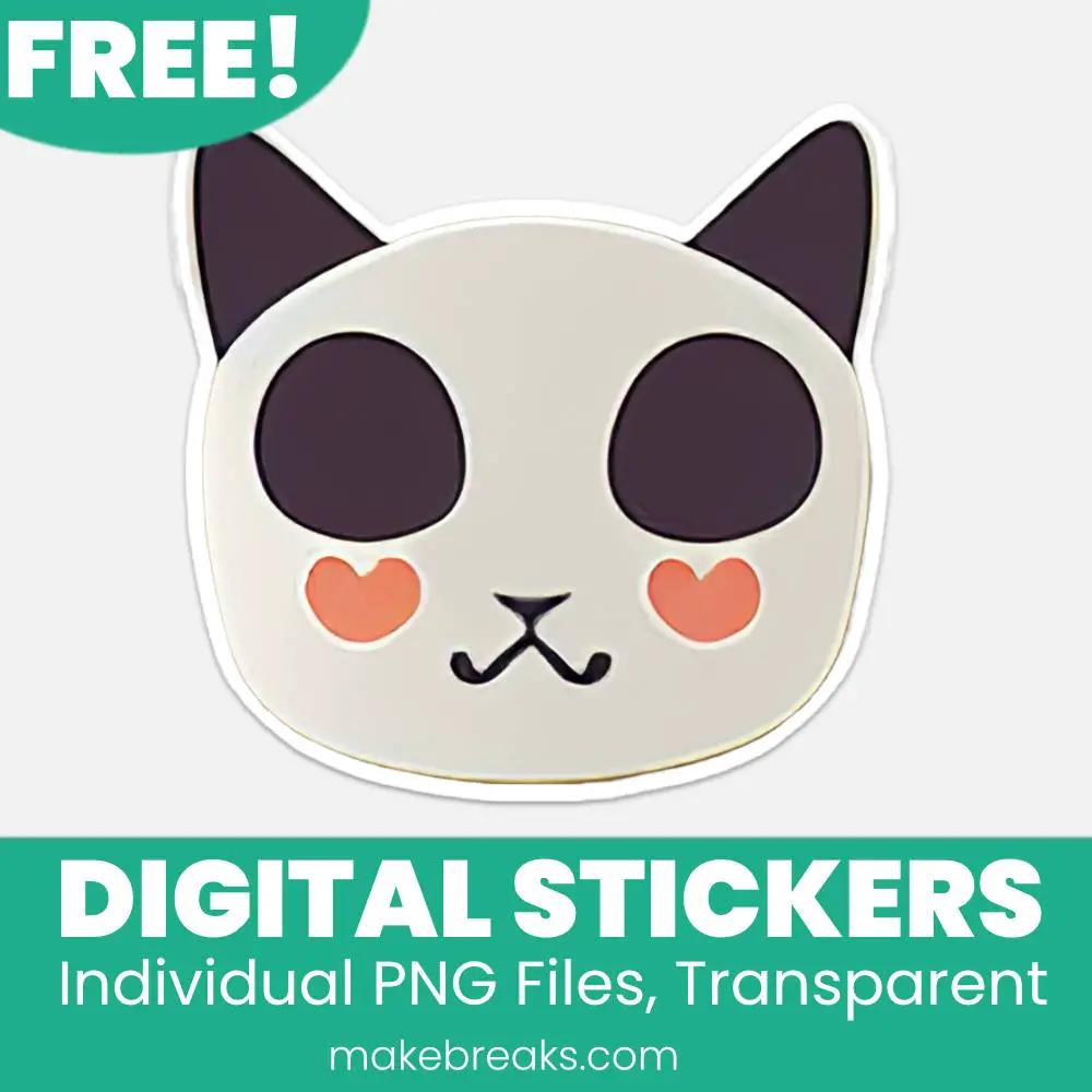 Free Love Cat Digital Planner Stickers – PNG Files