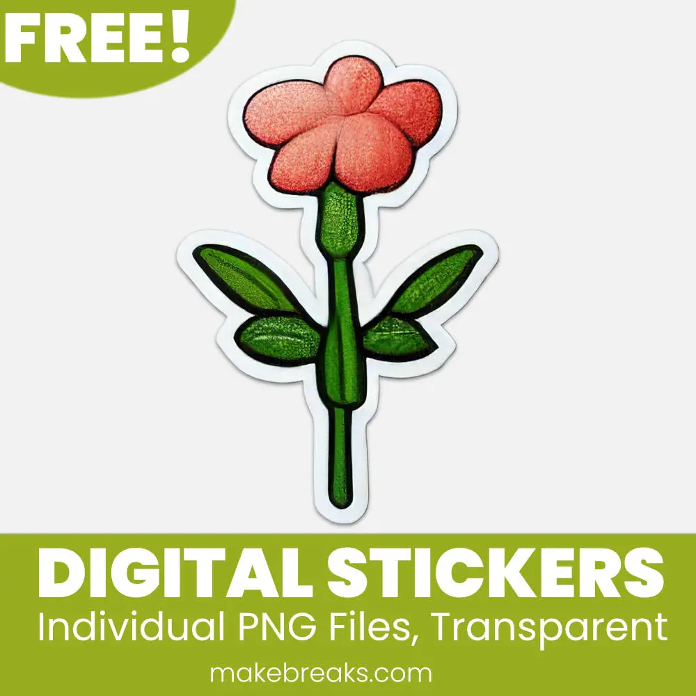 Free Flower #2 Digital Planner Stickers – PNG Files