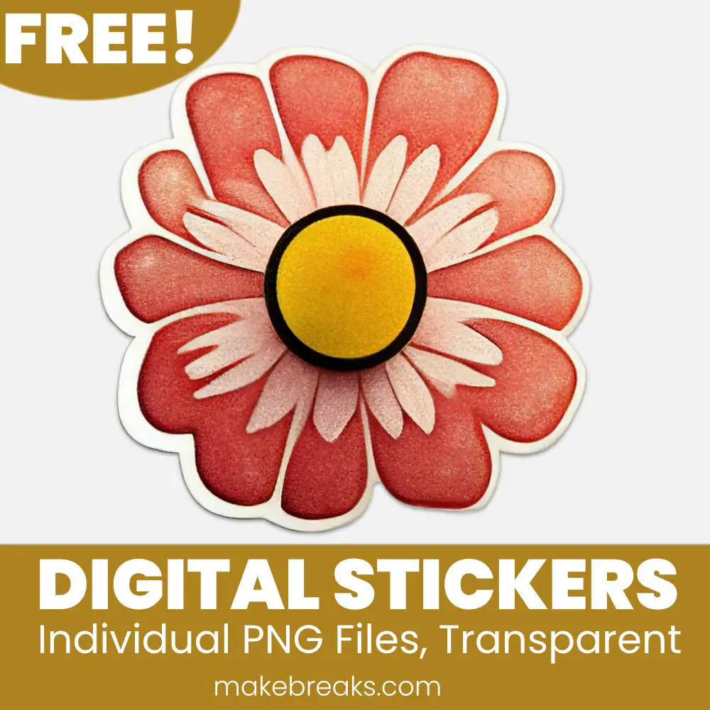 Free Flower #3 Digital Planner Stickers – PNG Files
