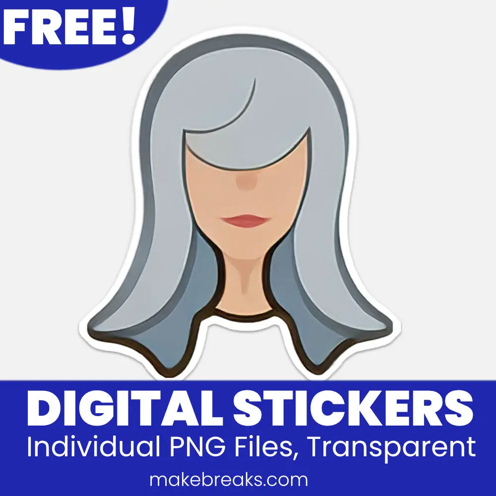 Free Silver Haired Woman Digital Planner Sticker – PNG Files