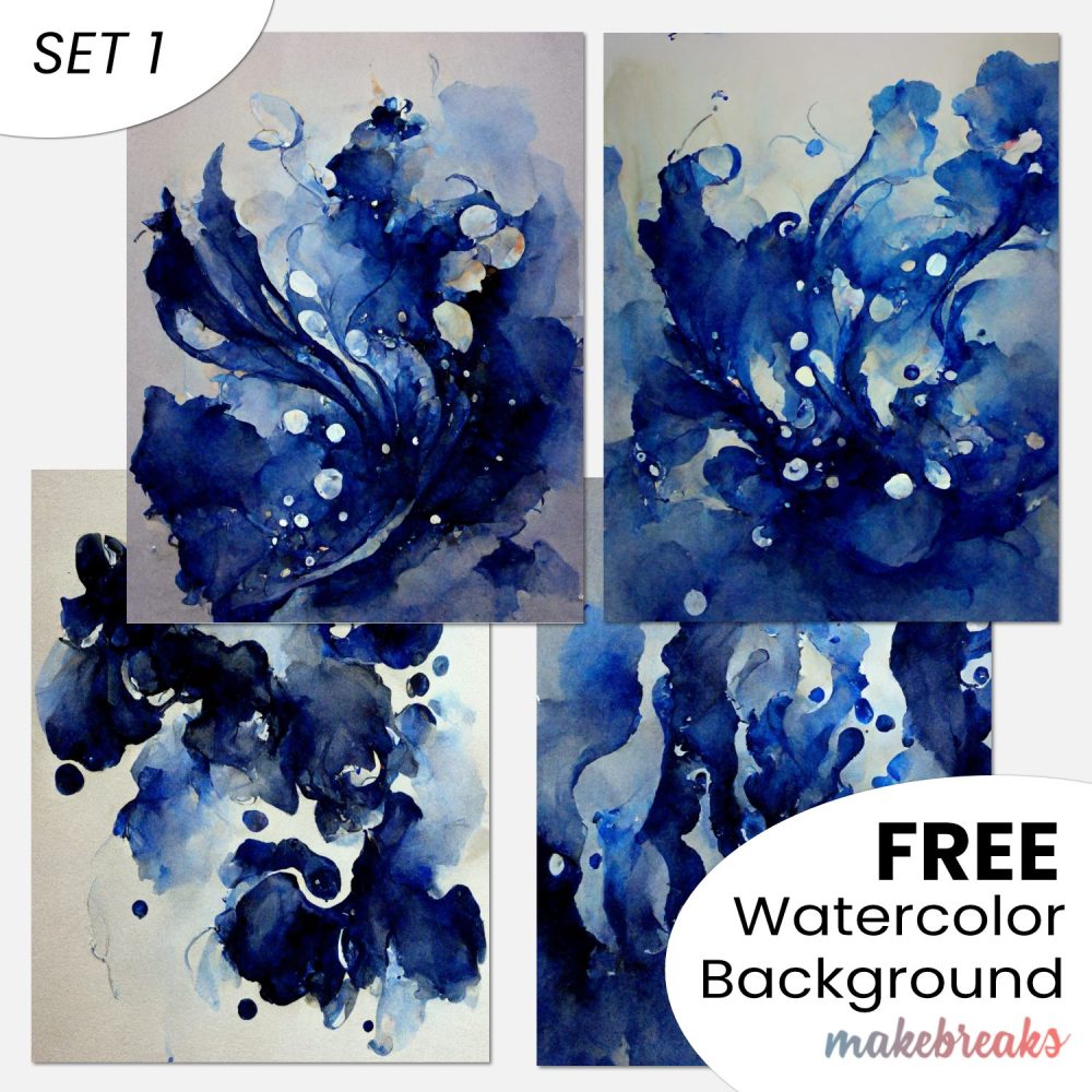 Navy Blue Watercolor Swashes Abstract Pattern Background Download SET 1