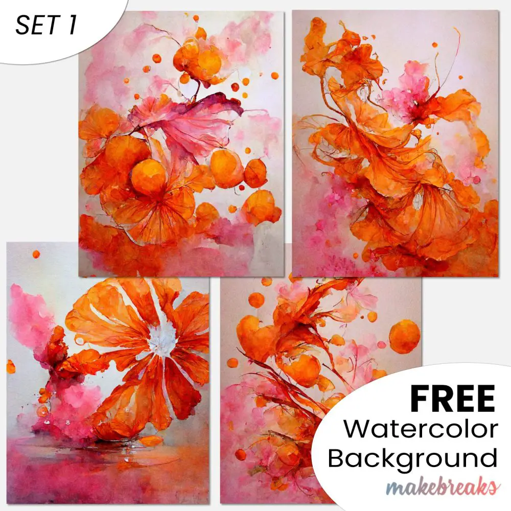 Orange Pink Watercolor Swashes & Splashes Abstract Pattern Background Download SET 1