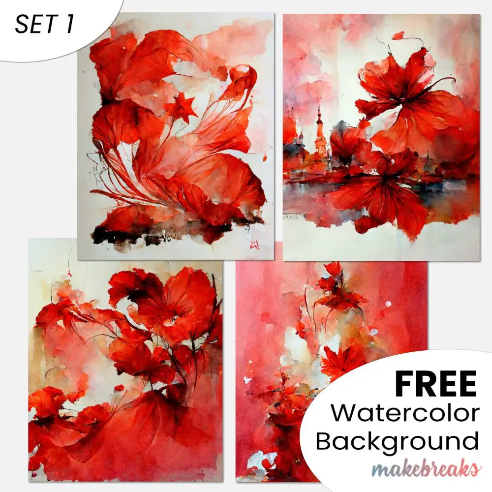 Red Watercolor Swashes & Splashes Abstract Pattern Background Download SET 1