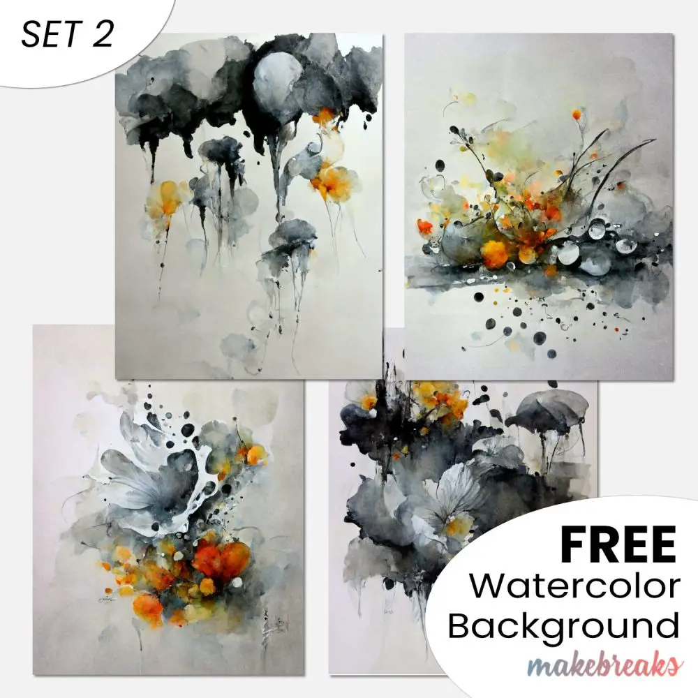 Grey Watercolor Swashes & Splashes Abstract Pattern Background Download SET 2