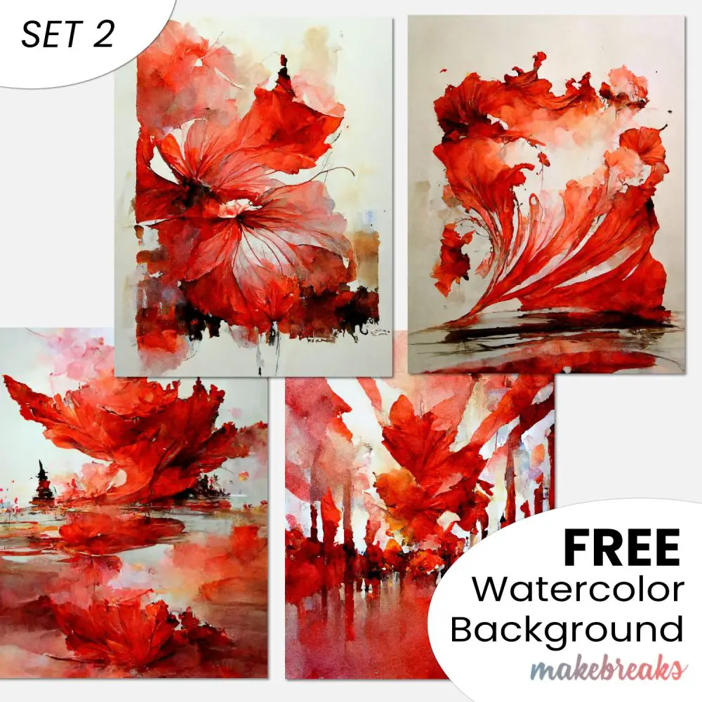 Red Watercolor Swashes & Splashes Abstract Pattern Background Download SET 2
