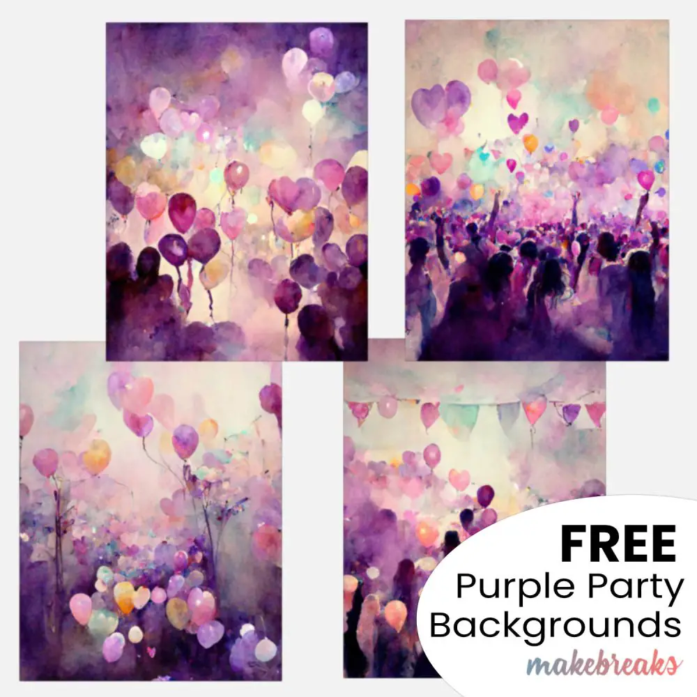 Purple Party Pattern Digital Backgrounds