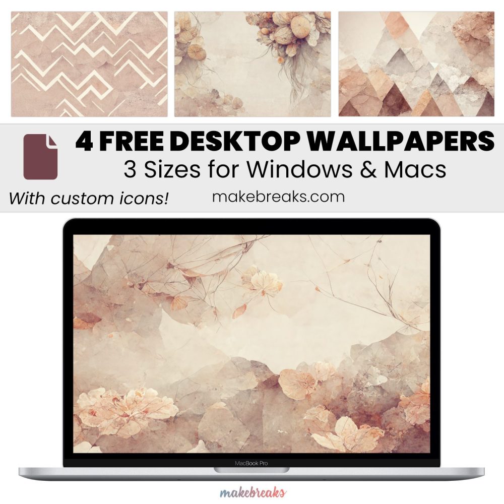 Muted Boho Wallpaper – Free Aesthetic Desktop Organizers with Custom Icons, 4 Designs in 3 Ratios for Macs and Windows