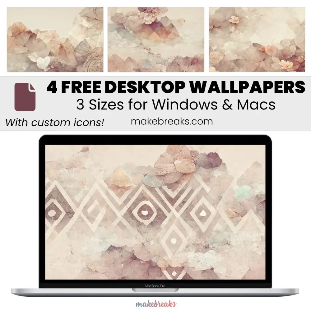 Muted Boho Wallpaper SET 2 – Free Aesthetic Desktop Organizers with Custom Icons, 4 Designs in 3 Ratios for Macs and Windows
