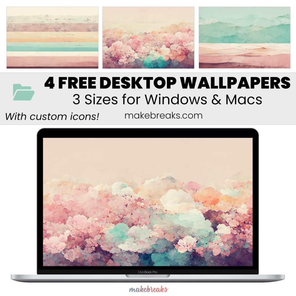 Pastel Color Design Wallpaper – Free Aesthetic Desktop Organizers with Custom Icons, 4 Designs in 3 Ratios for Macs and Windows