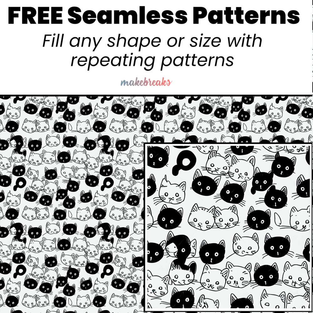 Black and White Little Kittens Seamless Repeating Pattern Tile