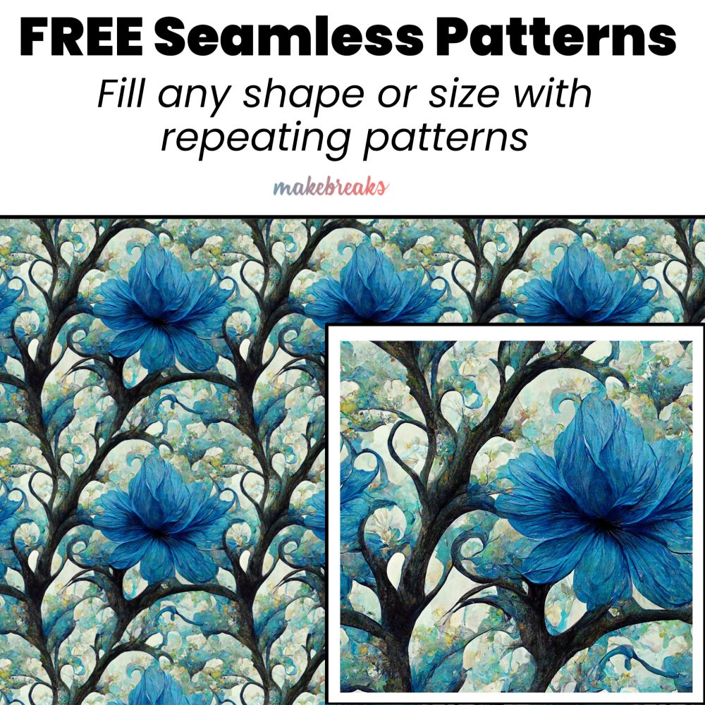 Blue Vine and Flowers Seamless Pattern Tile