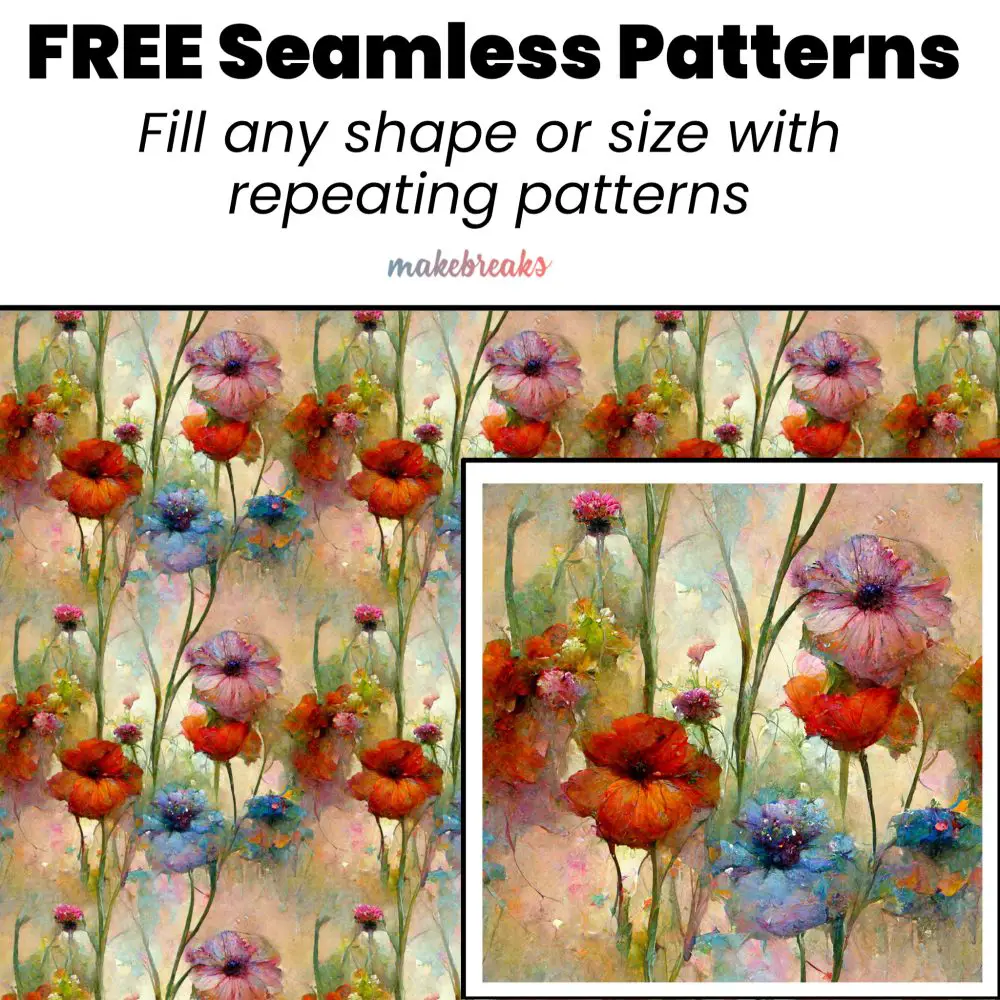 Red, Pink and Blue Poppy Seamless Pattern Tile Set 3