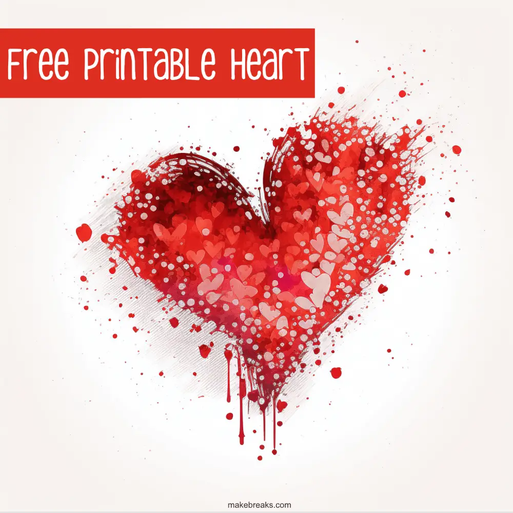 Free Printable Red Watercolor Heart Illustration