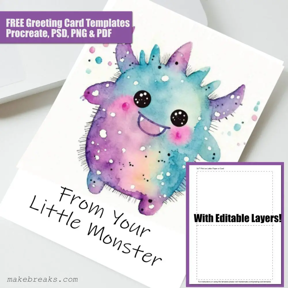 FREE 5 x 7″ Greeting Card Template for Procreate, PSD, PDF & PNG