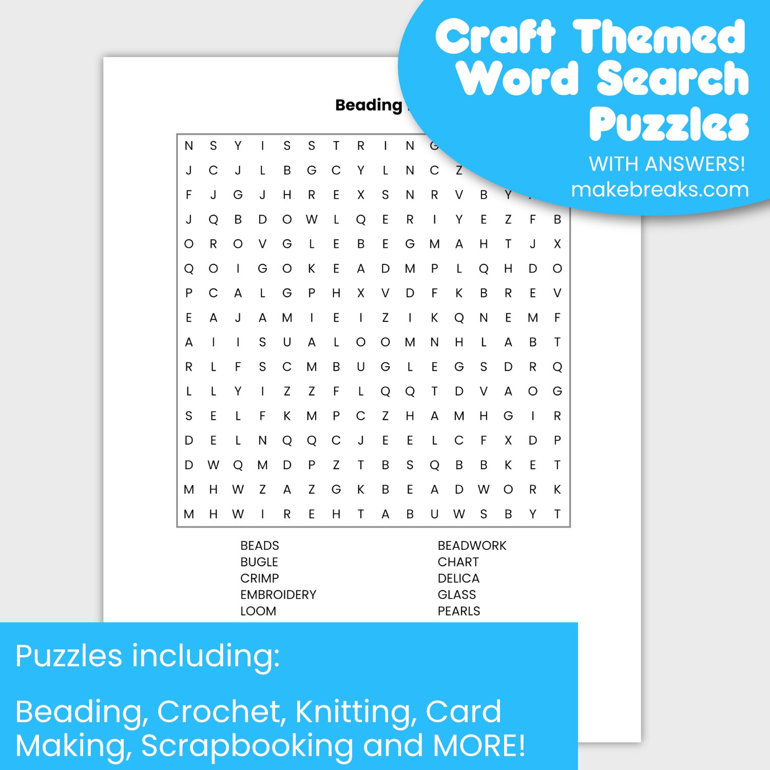 Free Craft Themed Wordsearch Puzzles