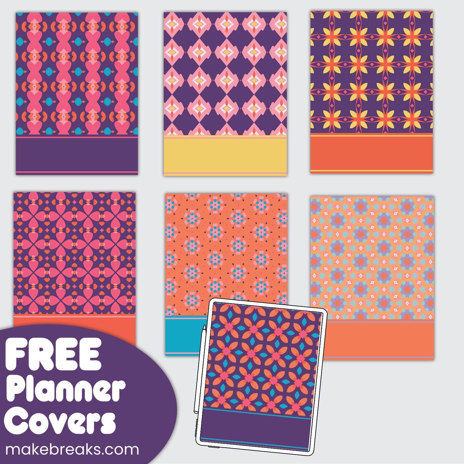 Free Colorful Digital Planner Covers Set 2