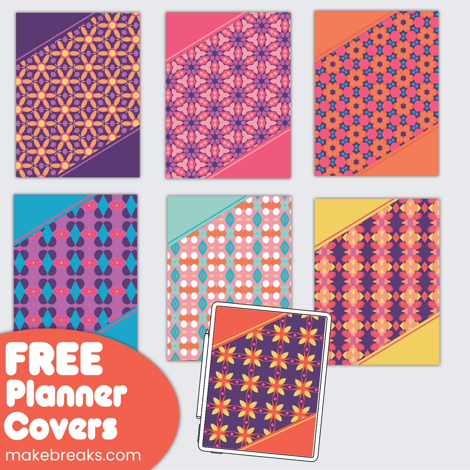 Free Colorful Digital Planner Covers Set 3