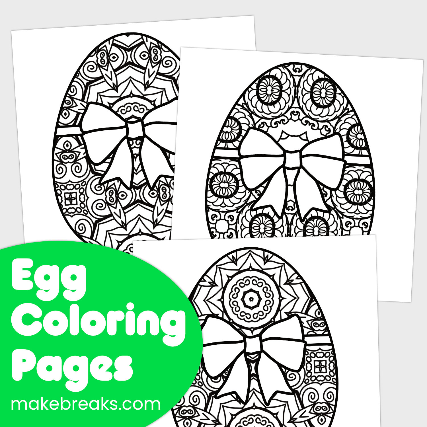 Three Free Easter Egg Coloring Page