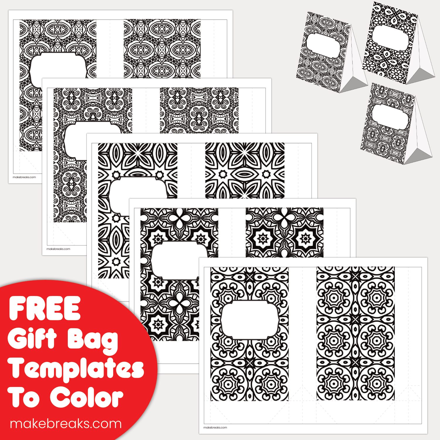 Free Gift Bag Templates to Color