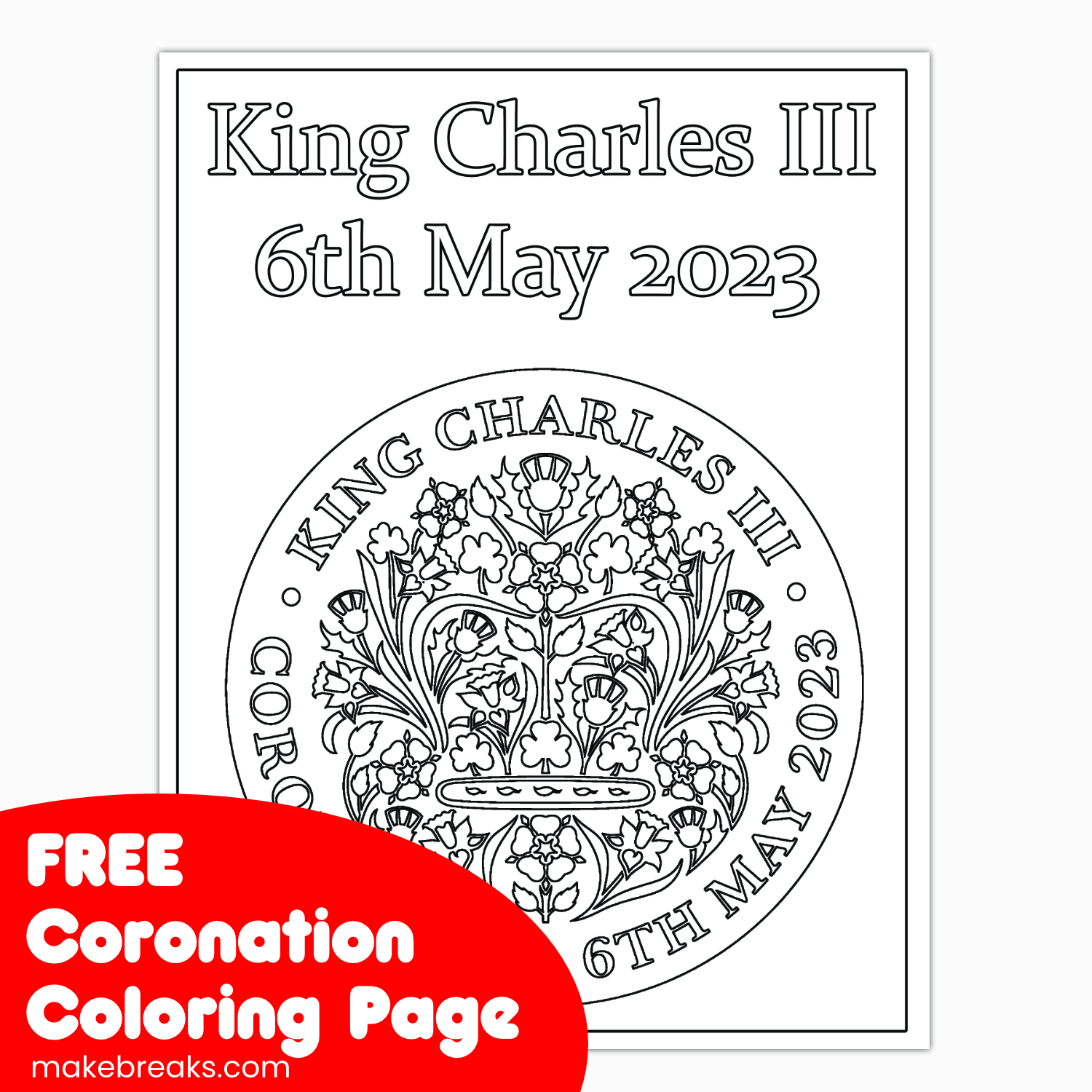 Free Printable Coronation Colouring Page