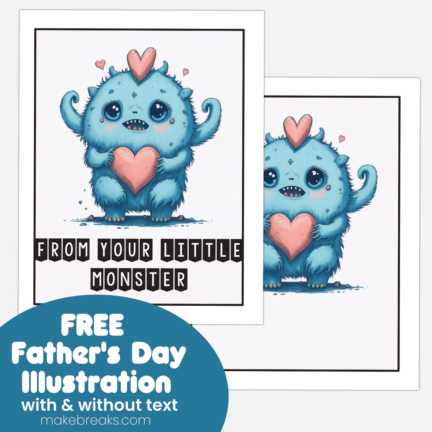 Free Printable Father’s Day Illustration – Monster with Heart