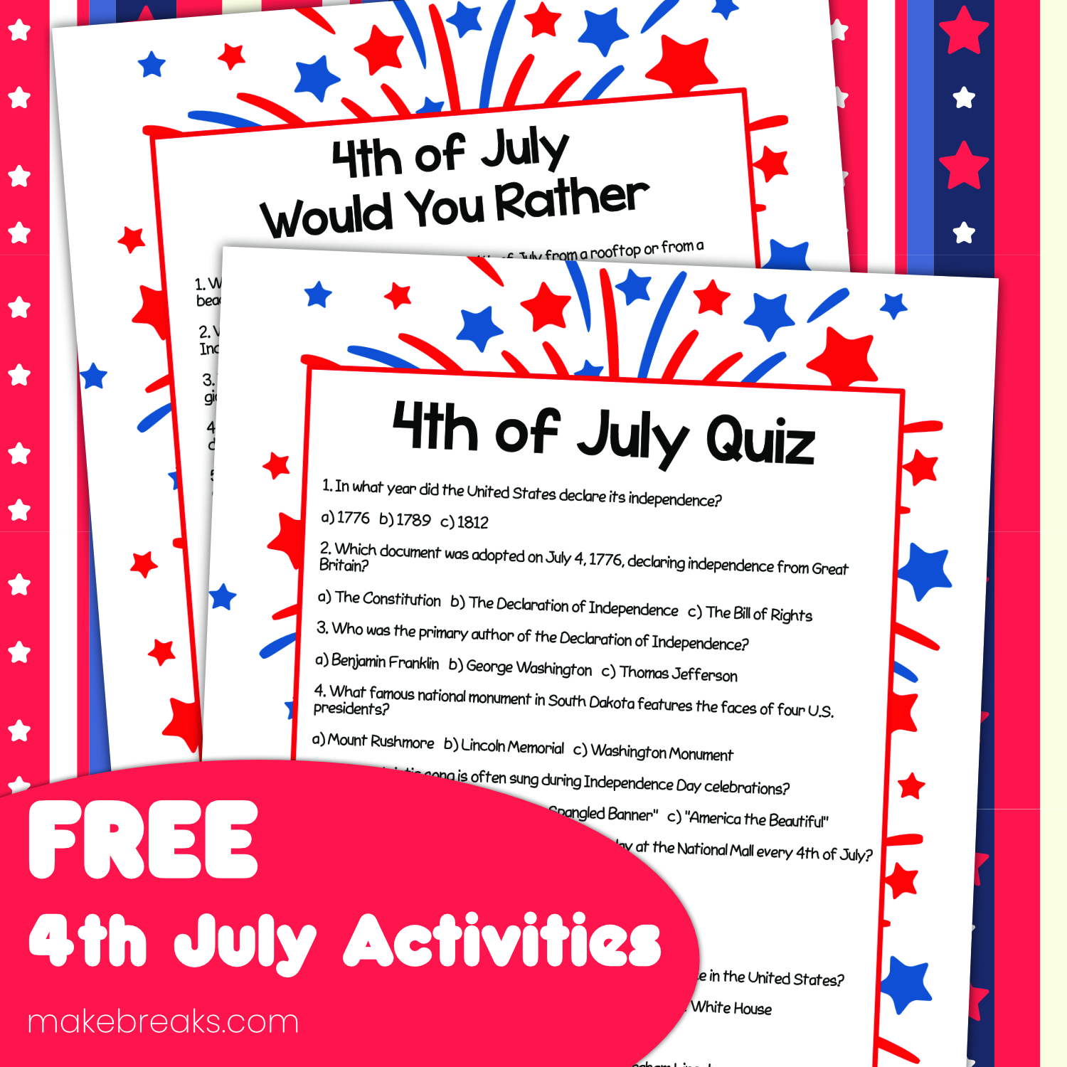 Free Printable 4th July Activities