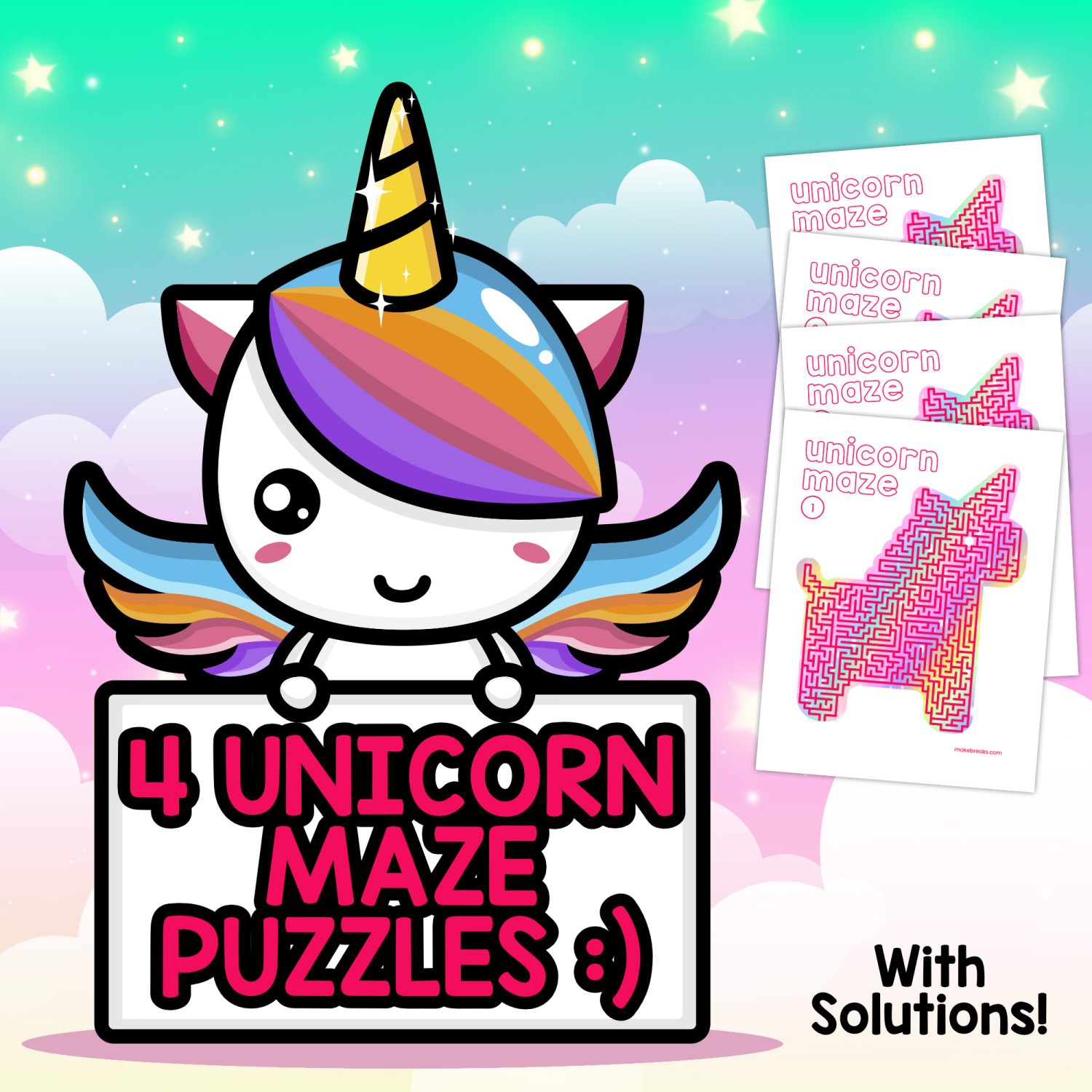 Free Printable Pink Unicorn Mazes 🦄