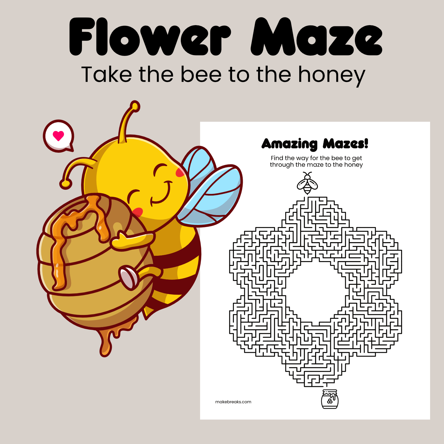 Free Printable Maze – Let the Bee Find the Honey 🐝
