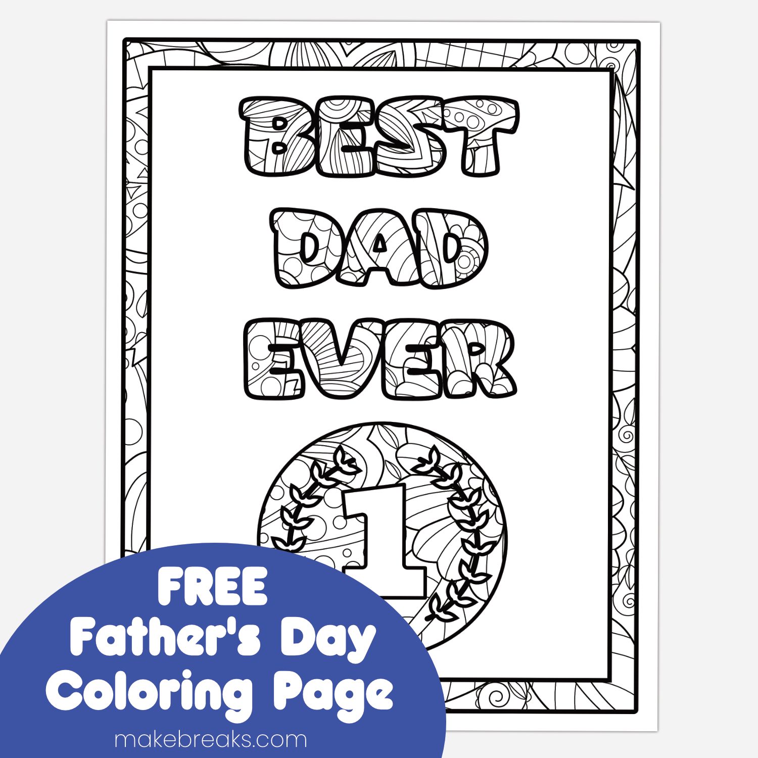 Free Printable Best Dad Ever Coloring Page