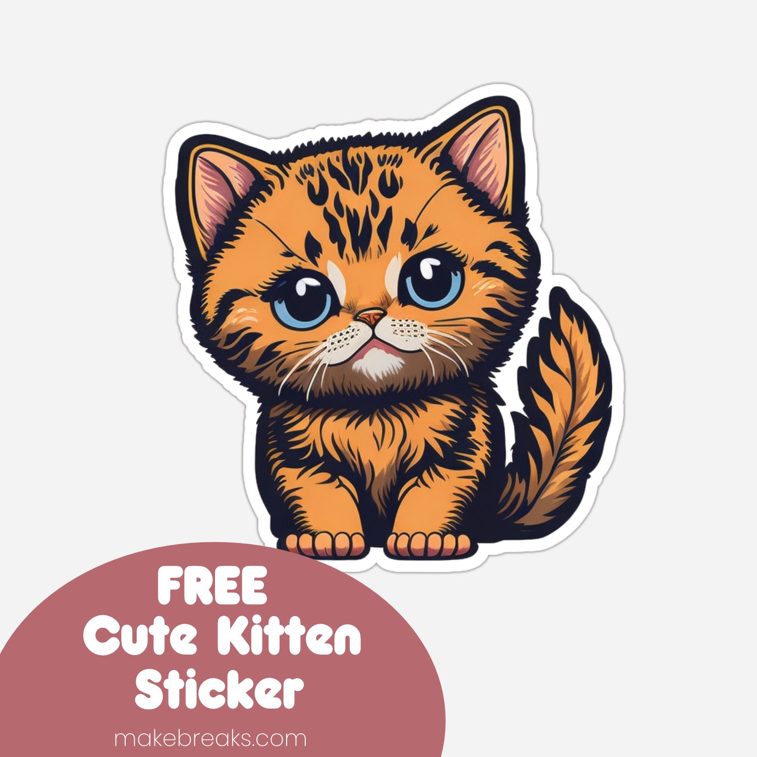 Free Cute Kitten Sticker Clipart