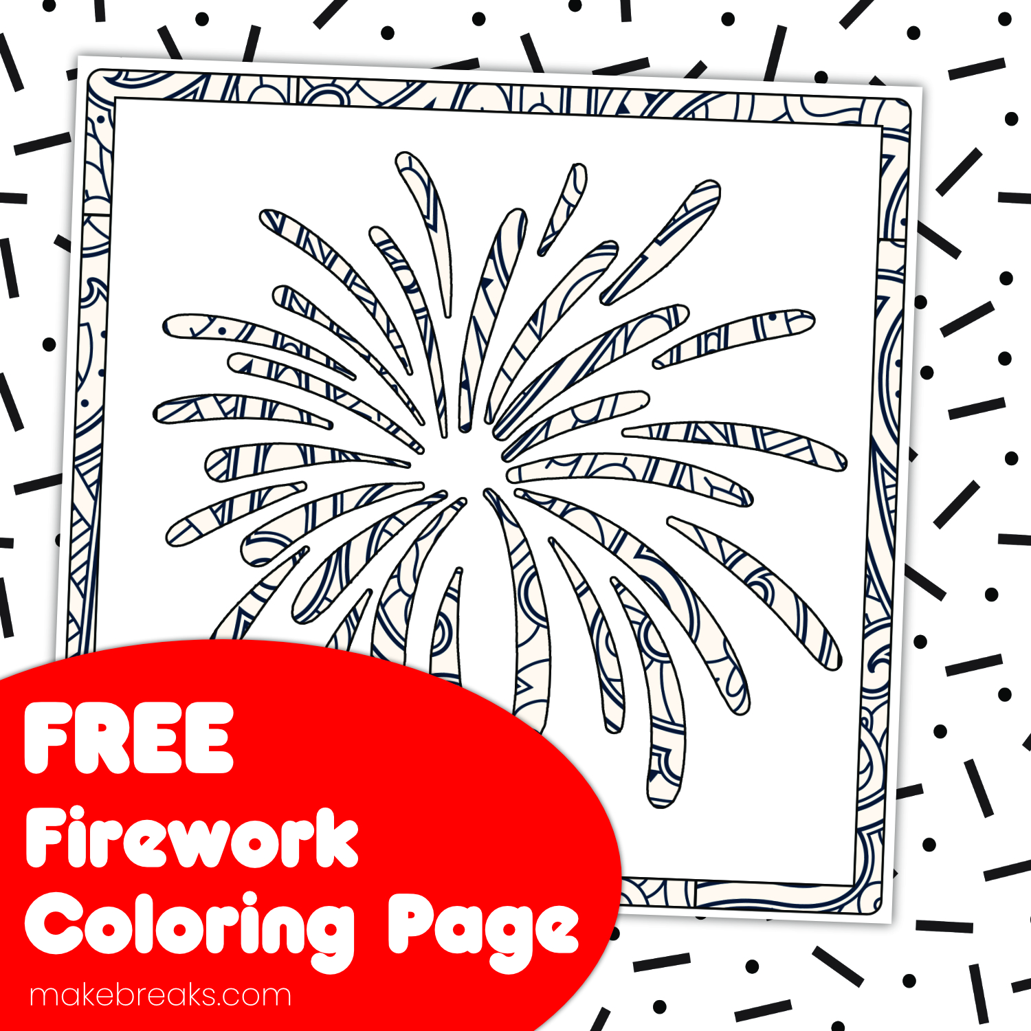 Free Printable Firework Coloring Page