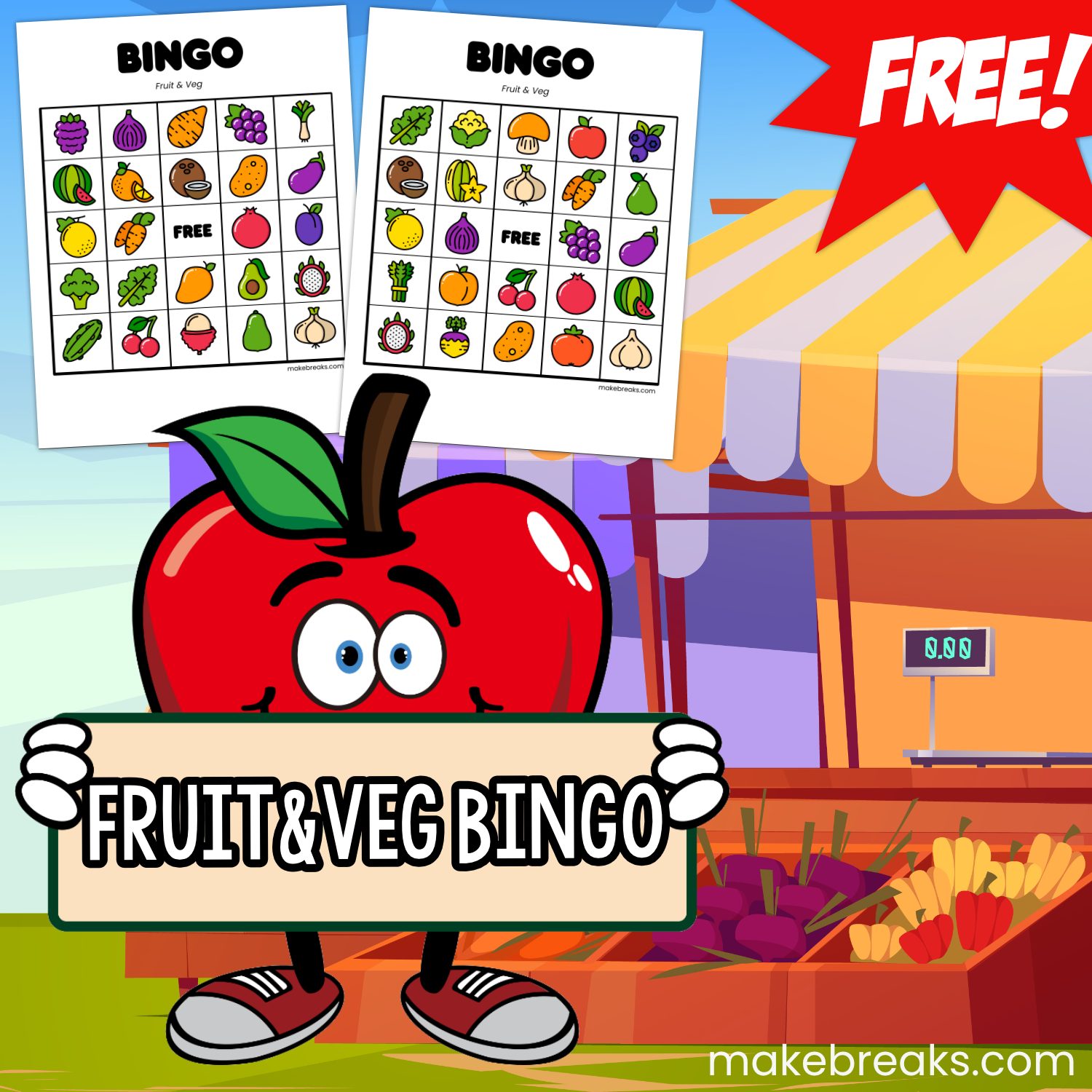 Free Printable Fruit and Veg Bingo Cards