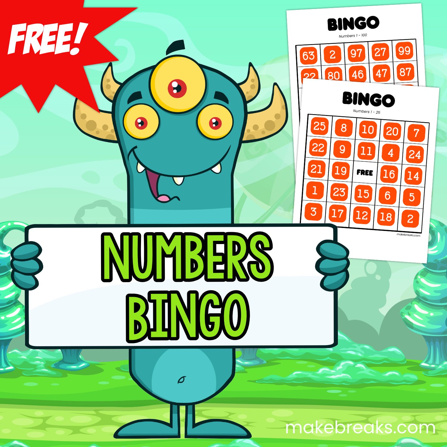 Free Printable Numbers Bingo Cards