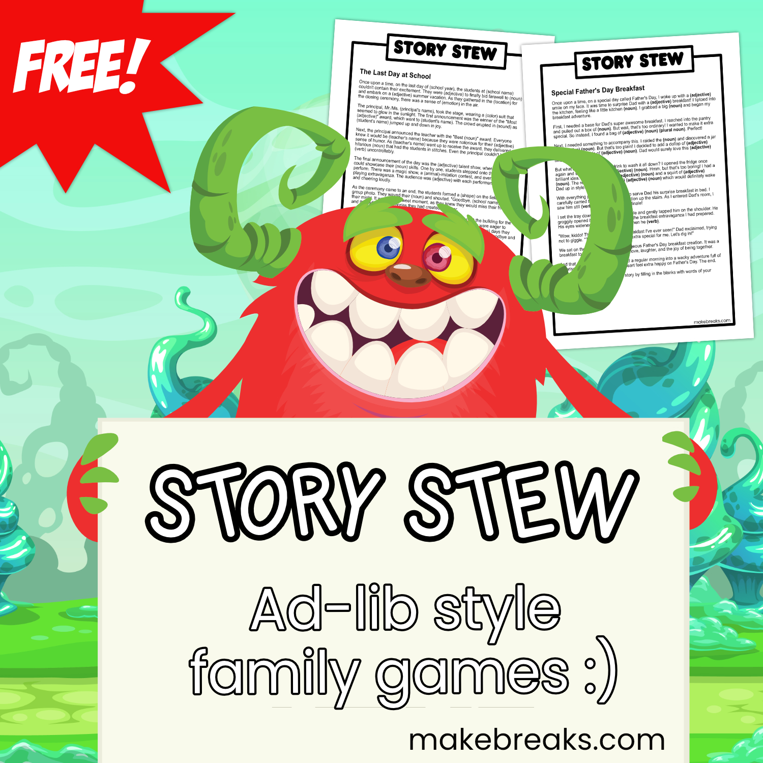 Story Stew – Free Printable Ad Lib Style Story Games