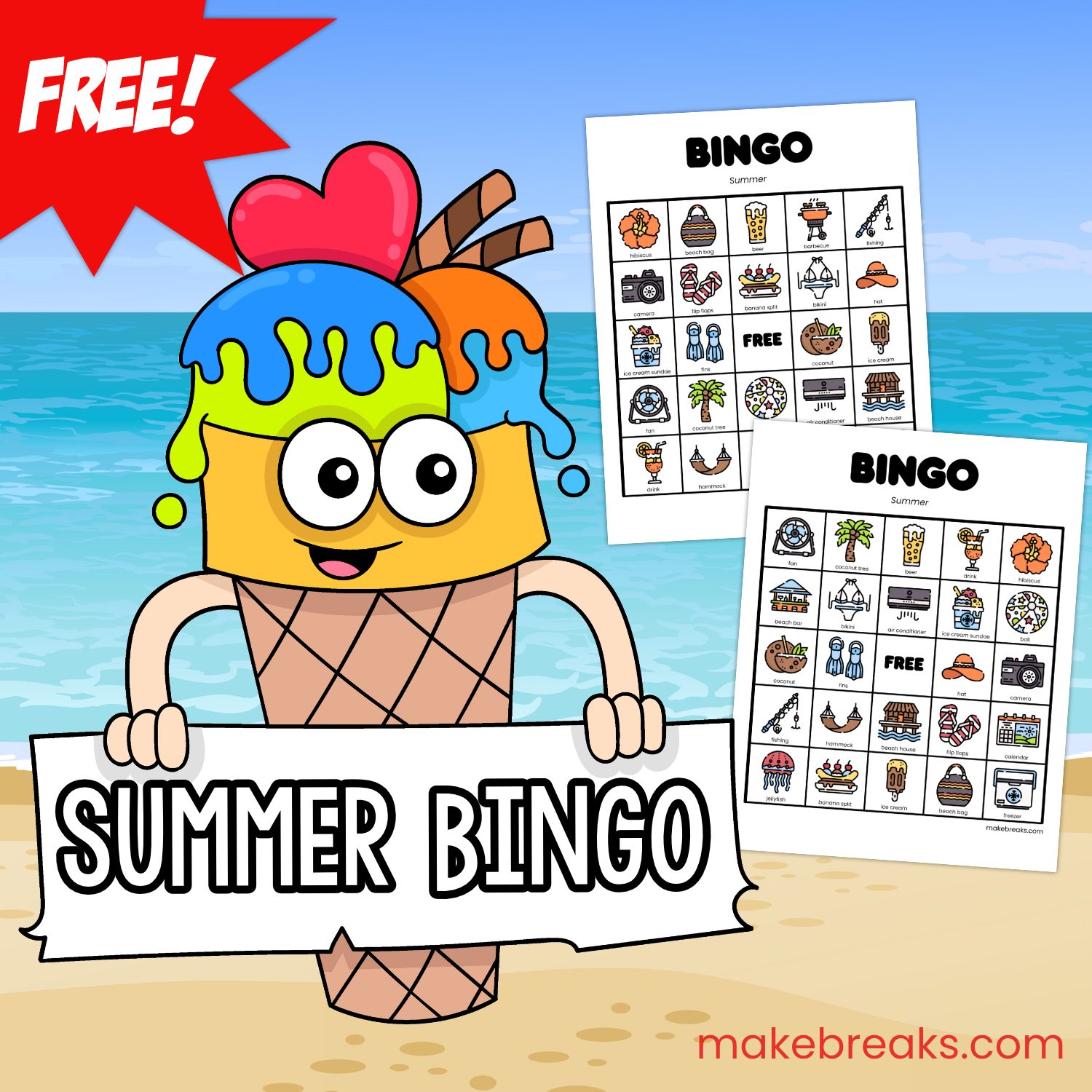 Free Printable Summer Picture Bingo Cards