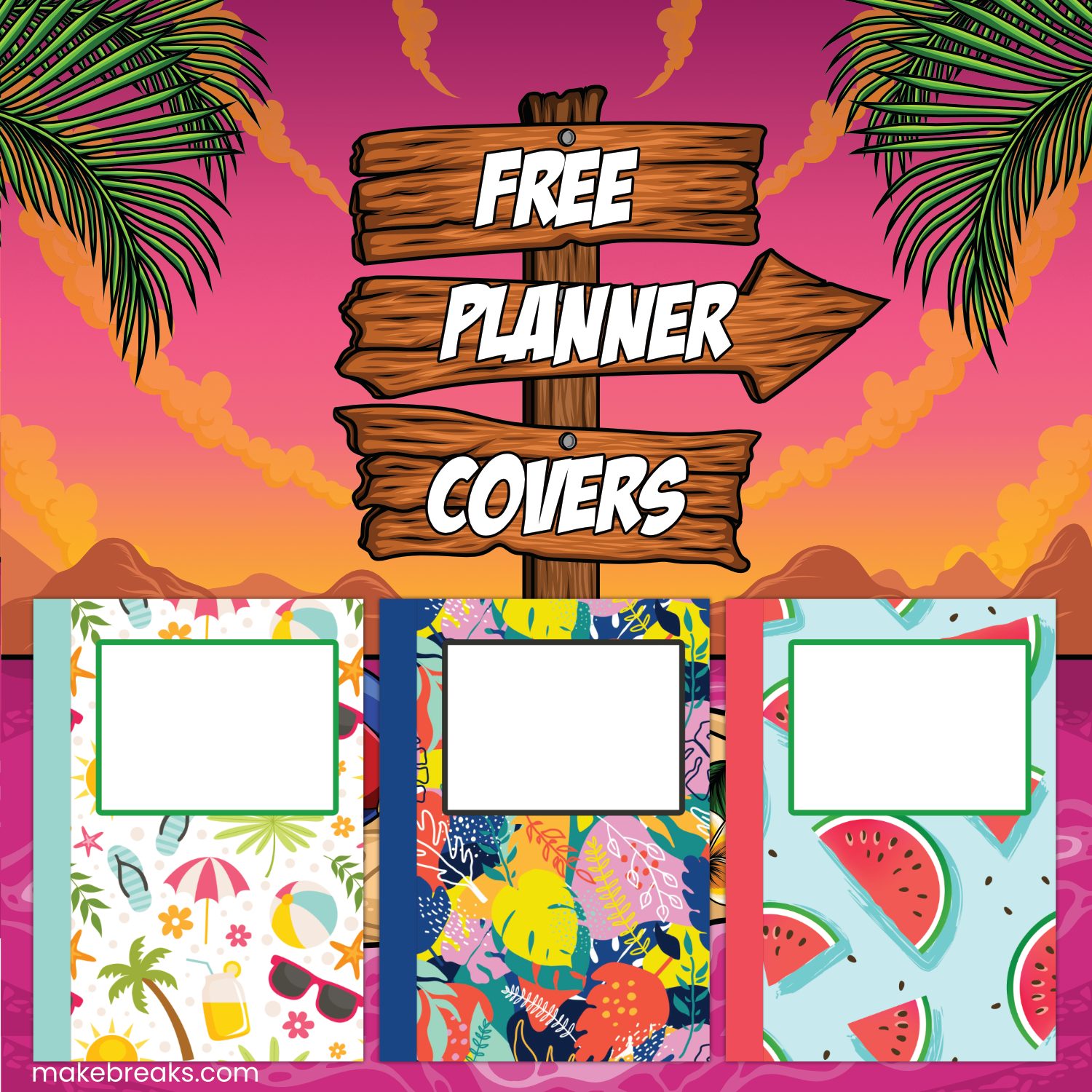 Free Summer Themed Digital Planner Covers
